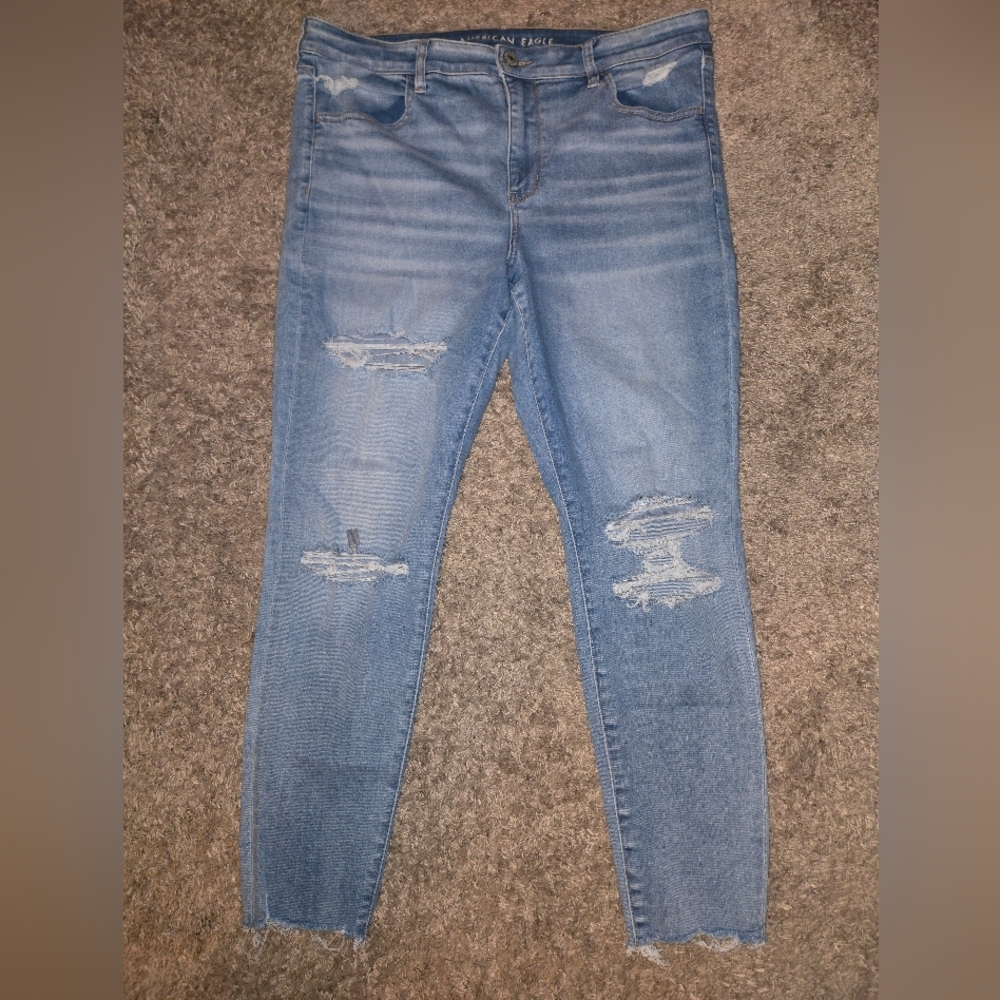 American Eagle Outfitters Blue Skinny Jeans Distressed Style
